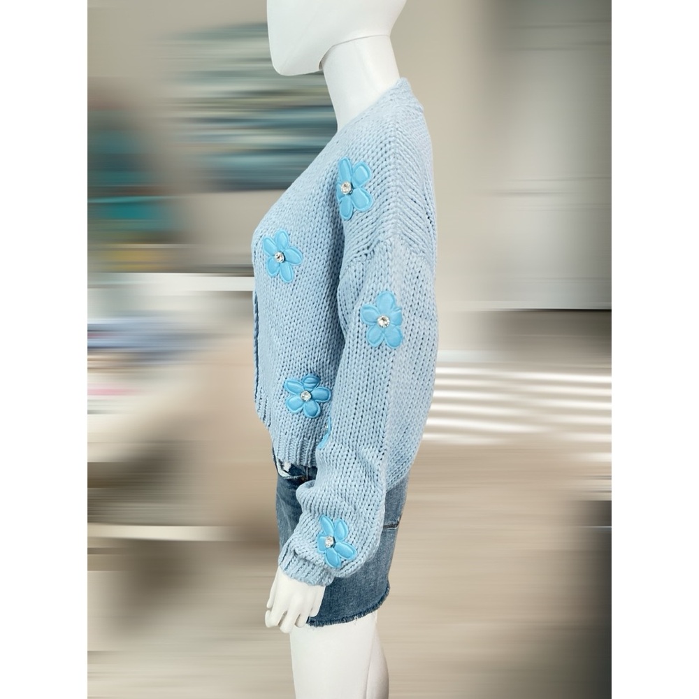 BAEVELY baby blue floral cardigan S M L - Picture 5 of 7